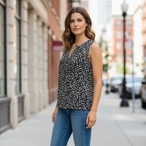 LOFT Black and White Patterned Blouse